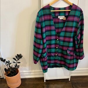 Lorenzo Vibrant Plaid Fabric Blouse